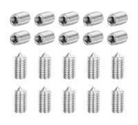 sourcing map Lot de 40 vis sans tête M3 x 6 mm en acier inoxydable 304 à pointe conique hexagonale pour machines, réparations domestiques et fixations Argenté