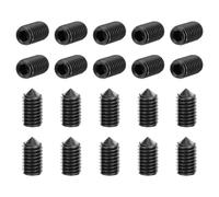 sourcing map Lot de 40 vis sans tête M5 x 10 mm en acier carbone à pointe conique hexagonale pour machines, réparations domestiques et fixations Noir