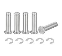 sourcing map Lot de 5 bagues de localisation à tige cylindrique en acier inoxydable 304 M8 x 30 mm, goupille de position de charnière rainurée à tête plate avec bague de retenue E clip, argent