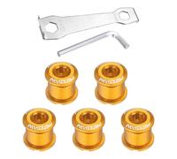sourcing map Lot de 5 boulons à double chaîne M8 en alliage d'aluminium pour pédalier de vélo avec clés à molette pour vélo de route, VTT, jaune