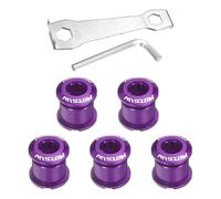 sourcing map Lot de 5 boulons à double chaîne M8 en alliage d'aluminium pour pédalier de vélo avec clés à molette pour vélo de route, VTT, violet