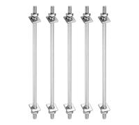 sourcing map Lot de 5 boulons filetés à double extrémité M4 x 120 mm en acier inoxydable 304 avec écrous, rondelles plates carrées et rondelles à ressort pour l'entretien de la maison, argenté