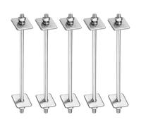 sourcing map Lot de 5 boulons filetés à double extrémité M5 x 120 mm en acier inoxydable 304 avec écrous, rondelles plates carrées et rondelles à ressort pour l'entretien de la maison, argenté