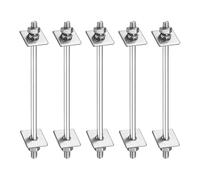 sourcing map Lot de 5 boulons filetés à double extrémité M6 x 120 mm en acier inoxydable 304 avec écrous, rondelles plates carrées et rondelles à ressort pour l'entretien de la maison, argenté