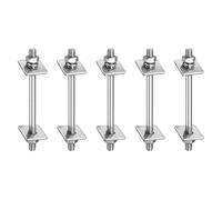sourcing map Lot de 5 boulons filetés à double extrémité M8 x 110 mm en acier inoxydable 304 avec écrous, rondelles plates carrées et rondelles à ressort pour l'entretien de la maison, argenté