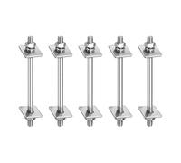 sourcing map Lot de 5 boulons filetés à double extrémité M8 x 120 mm en acier inoxydable 304 avec écrous, rondelles plates carrées et rondelles à ressort pour l'entretien de la maison, argenté