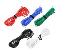 sourcing map Lot de 5 câbles électriques de calibre 28 en silicone 28 AWG - Fil de cuivre étamé flexible - Fil de raccordement haute température - 5 couleurs - 3 m - Pour appareils électriques de