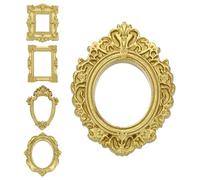 sourcing map Lot de 5 cadres photo vintage en résine - Ovale - Rectangulaire - À suspendre au mur - Pour la maison, l'hôtel - Bronze