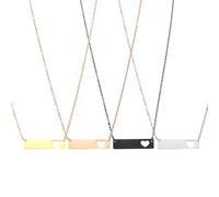 sourcing map Lot de 5 colliers avec pendentif en forme de barre initiale rectangulaire en acier inoxydable avec breloque en forme de cœur pour femme - Argenté/doré/or rose/noir