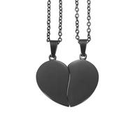 sourcing map Lot de 5 colliers avec pendentif en forme de cœur brisé - En acier inoxydable - Personnalisable - Personnalisable - Personnalisable - 2,8 cm - Noir