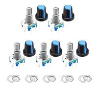 sourcing map Lot de 5 commutateurs de code encodeur rotatif EC11, 15 mm, potentiomètre numérique à 5 broches avec bouton poussoir pour audio, bricolage, contrôle des instruments, DVD, avec bouton en