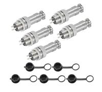 sourcing map Lot de 5 connecteurs aviation GX12 à 3 broches 300 V 5 A 16 mm en métal avec prise mâle femelle et capuchons étanches pour remorques, drones, équipements industriels, argent
