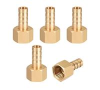 sourcing map Lot de 5 connecteurs cannelés en laiton, 8 mm, adaptateur de tuyau femelle G1/4,