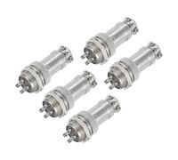 sourcing map Lot de 5 connecteurs d'aviation GX16 à 4 broches 250 V 15 A 16 mm en métal avec prise mâle femelle pour remorques, drones, équipements industriels, argent