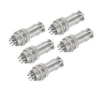 sourcing map Lot de 5 connecteurs d'aviation GX16 à 8 broches 250 V 15 A 16 mm en métal avec prise mâle femelle pour remorques, drones, équipements industriels, argent
