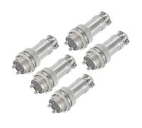sourcing map Lot de 5 connecteurs GX16 à 2 broches 250 V 15 A 16 mm en métal avec prise mâle femelle pour remorques, drones, équipements industriels, argent