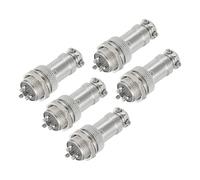 sourcing map Lot de 5 connecteurs GX16 à 3 broches pour aviation 250 V 15 A 16 mm Connecteur circulaire en métal avec prise mâle femelle pour remorques, drones, équipements industriels, argent
