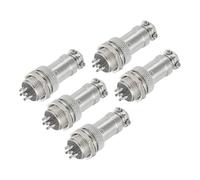 sourcing map Lot de 5 connecteurs GX16 à 6 broches pour aviation 250 V 15 A 16 mm Connecteur circulaire en métal avec prise mâle femelle pour remorques, drones, équipements industriels, argent
