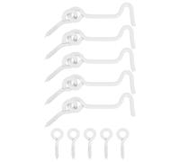 sourcing map Lot de 5 crochets pivotants de cabine et loquet à œillet de 5,1 cm, verrous de porte et de fenêtre en fer avec vis de montage pour fenêtre en bois, placard, armoire, blanc
