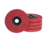 sourcing map Lot de 5 disques de polissage en fibre de nylon de 10,2 cm x 1,6 cm, disques abrasifs 240 grain 9P non tissé, disque à lamelles abrasives pour meuleuses d'angle, rouge