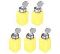 sourcing map Lot de 5 distributeurs d'alcool de solvant de 200 ml pour dissolvant de vernis à ongles avec tête de pression en acier inoxydable pour solution d'acétone, jaune