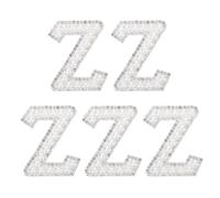 sourcing map Lot de 5 écussons, lettre Z, perles et strass, lettres de l'alphabet de A à Z autocollantes à coudre pour vêtements, tissus et sacs à dos - Blanc