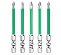 sourcing map Lot de 5 embouts de tournevis à percussion d'électricien FPH1 de 7,6 cm avec tige hexagonale S2 magnétique fendue Phillips pour disjoncteur à air électrique, argent/vert