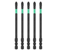 sourcing map Lot de 5 embouts de tournevis à percussion d'électricien FPH2 de 10,2 cm avec tige hexagonale S2 magnétique fendue Phillips pour disjoncteur à air électrique, noir/vert