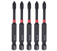 sourcing map Lot de 5 embouts de tournevis à percussion Phillips PH1 6,35 mm à tige hexagonale de 70 mm de long, forets à tête cruciforme magnétique en acier S2 pour visseuses à percussion, noir/rouge