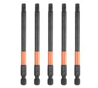 sourcing map Lot de 5 embouts de tournevis à tête Torx T27 de 100 mm de long avec tige hexagonale magnétique sans trou inviolable 6 points Étoile visseuse forets phosphate S2 outils électriques