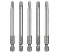 sourcing map Lot de 5 embouts de tournevis à tête Torx T30 6,35 mm Tige hexagonale 80 mm de long Magnétique sans trou Inviolable 6 points Étoile Tournevis visseurs industriels