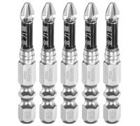 sourcing map Lot de 5 embouts de tournevis cruciformes antidérapants PH2 6,35 mm, tige hexagonale de 50 mm, forets magnétiques à tête cruciforme en acier S2 plaqué chrome