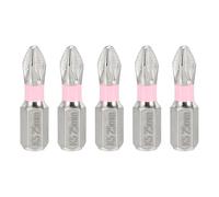 sourcing map Lot de 5 embouts de tournevis cruciformes PH2 6,35 mm à tige hexagonale de 25 mm magnétiques antidérapants en acier K5, rose