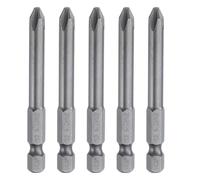 sourcing map Lot de 5 embouts de tournevis cruciformes PH2 6,35 mm à tige hexagonale de 65 mm de long magnétique en acier S2 de qualité industrielle Tige de 6 mm