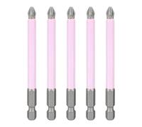 sourcing map Lot de 5 embouts de tournevis cruciformes PH2 6,35 mm à tige hexagonale de 90 mm magnétiques antidérapants en acier K5, rose
