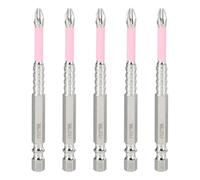 sourcing map Lot de 5 embouts de tournevis cruciformes PH2 à tige hexagonale de 6,35 mm (90 mm) magnétiques antidérapants en acier K5, rose