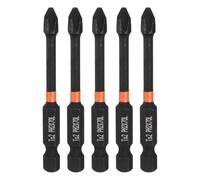 sourcing map Lot de 5 embouts de tournevis cruciformes PH2 à tige hexagonale de 70 mm de long en acier S2 pour visseuses à percussion, noir/jaune