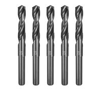 sourcing map Lot de 5 forets hélicoïdaux à tige réduite de 1,4 cm de diamètre 1,27 cm en acier rapide M2 finition oxyde noir pour percer des métaux durs, acier inoxydable, fonte