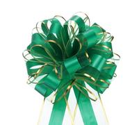 sourcing map Lot de 5 grands nœuds à tirer de 15,2 cm avec bord doré, ruban en organza pour emballage cadeau de voiture, mariage, paniers, cadeaux de Noël, vert