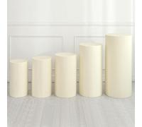 sourcing map Lot de 5 housses de support cylindriques en élasthanne beige pour décoration de fête, mariage, anniversaire, contient uniquement des housses de cylindre (tissu élastique)