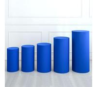 sourcing map Lot de 5 housses de support cylindriques en élasthanne bleu saphir pour décoration de fête, mariage, anniversaire, contient uniquement des couvercles de cylindre (tissu élastique)