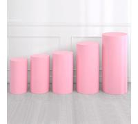 sourcing map Lot de 5 housses de support cylindriques en élasthanne rose clair pour décoration de fête, mariage, anniversaire, contient uniquement des couvercles de cylindre (tissu élastique)