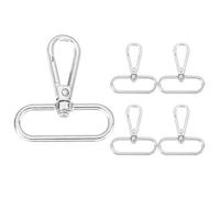 sourcing map Lot de 5 mousquetons pivotants, 3,8 cm ID x 4,8 cm de long, mousqueton en métal à 360°, pour porte-clés, sac à main, cordon à faire soi-même, argenté