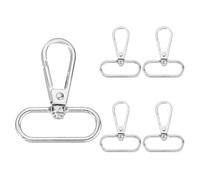 sourcing map Lot de 5 mousquetons pivotants pour sac à main, 3 cm ID x 4,6 cm de long, mousqueton en métal à 360°, pour porte-clés, sac à main, cordon à faire soi-même, argenté