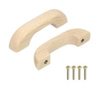 sourcing map Lot de 5 poignées de tiroir en bois de hêtre avec espacement des trous de 64 mm, pour armoires de cuisine, commode, meubles de cuisine, couleur bois
