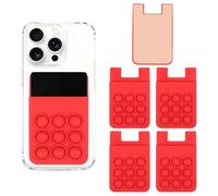 sourcing map Lot de 5 porte-cartes à ventouse en silicone avec fente pour téléphone portable, rouge