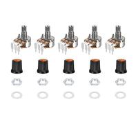 sourcing map Lot de 5 potentiomètres rotatifs WH148 B500K Ohm avec interrupteur, encodeur rotatif à 3 broches avec bouton poussoir et variateur d'intensité AG3 orange et écrous, rondelles pour guitare