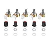 sourcing map Lot de 5 potentiomètres rotatifs WH148 B50K Ohm avec interrupteur, encodeur rotatif à 3 broches avec bouton poussoir et variateur d'intensité AG3 rouge et écrous, rondelles pour guitare