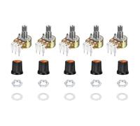 sourcing map Lot de 5 potentiomètres rotatifs WH148 B50K Ohm avec interrupteur, encodeur rotatif à 3 broches avec bouton poussoir et variateur d'intensité AG3 orange et écrous, rondelles pour guitare