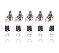 sourcing map Lot de 5 potentiomètres rotatifs WH148 B50K Ohm avec interrupteur, encodeur rotatif à 3 broches avec bouton poussoir et variateur d'intensité AG3 blanc et écrous, rondelles pour guitare